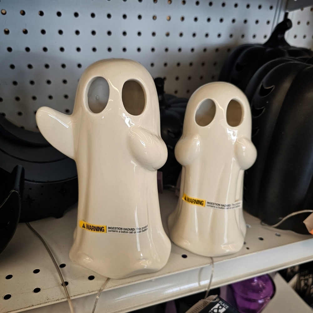 CERAMIC GHOST FIGURINES SET OF TWO - Picture 1 of 1